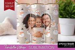 Christmas Photo Tumbler PNG - Snowman Picture Tumbler Wrap Product Image 1
