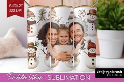 Christmas Photo Tumbler PNG - Snowman Picture Tumbler Wrap Product Image 1