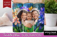 Stained Glass Photo Tumbler PNG - Flowers Picture Tumbler Product Image 1