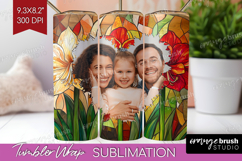 Stained Glass Photo Tumbler PNG - Flowers Picture Tumbler Product Image 1