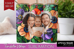 Stained Glass Photo Tumbler PNG - Flowers Picture Tumbler Product Image 1
