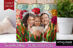 Stained Glass Photo Tumbler PNG - Flowers Picture Tumbler Product Image 1