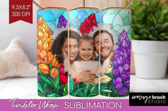Stained Glass Photo Tumbler PNG - Flowers Picture Tumbler Product Image 1