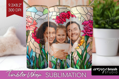 Stained Glass Photo Tumbler PNG - Flowers Picture Tumbler Product Image 1