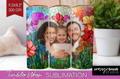 Stained Glass Photo Tumbler PNG - Flowers Picture Tumbler Product Image 1