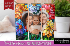 Stained Glass Photo Tumbler PNG - Flowers Picture Tumbler Product Image 1
