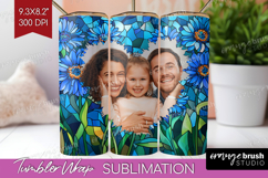 Stained Glass Photo Tumbler PNG - Flowers Picture Tumbler Product Image 1