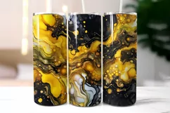 Abstract Alcohol Ink Tumbler Wrap | Black and Yellow Tumbler Product Image 2