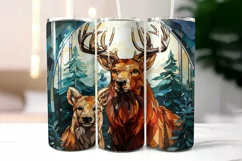 Stained Glass Christmas Tumbler Wrap |Christmas Animals PNG Product Image 2