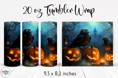 Black Crow and Pumpkins Halloween Tumbler Wrap 20 oz Product Image 1