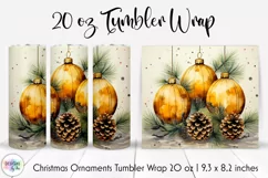 Christmas Tumbler Wrap | Christmas Ornaments and Pine Cones Product Image 1