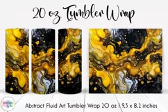 Abstract Alcohol Ink Tumbler Wrap | Black and Yellow Tumbler Product Image 1