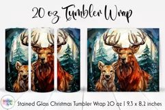 Stained Glass Christmas Tumbler Wrap |Christmas Animals PNG Product Image 1