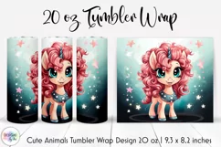Unicorn Tumbler Wrap Sublimation | Little Princess Pony PNG Product Image 1