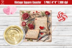 Vintage Valentine's Day| Square Coaster Sublimation Product Image 1