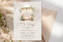 Gender neutral boho baby crib sage brown Baby Invite ZB61 Product Image 3
