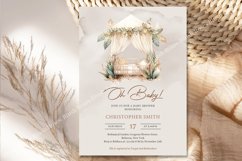 Gender neutral boho baby crib sage brown Baby Invite ZB61 Product Image 2