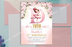 Letter D monogram floral girl tutu any birthday invite ZB72 Product Image 1