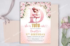 Letter D monogram floral girl tutu any birthday invite ZB72 Product Image 2