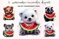 Watermelon Animals Clipart PNG Product Image 1