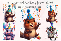 Whimsical Birthday Farm Clipart PNG Product Image 1