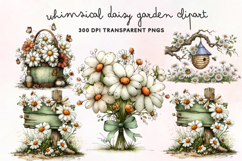 Whimsical Daisy Garden Clipart PNG Product Image 1