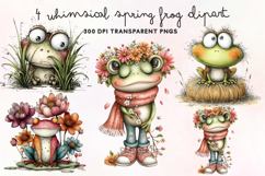 Whimsical Spring Frog Clipart PNG Product Image 1