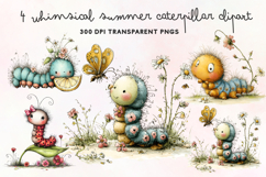 Whimsical Summer Caterpillar Clipart PNG Product Image 1