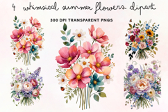 Whimsical Summer Flowers Clipart PNG Product Image 1