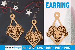 Zodiac Earring Lasercut | Earring Design Lasercut Product Image 1