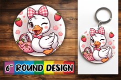 Blissful Car Coaster Round PNG, Cute Goose Product Image 1