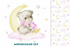 Teddy bear watercolor clipart Baby bear. little animal clip Product Image 1