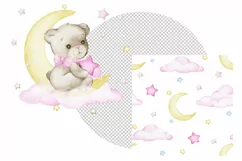 Teddy bear watercolor clipart Baby bear. little animal clip Product Image 4