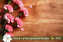 Wooden Table Background Mockup, Carnation Background Product Image 1