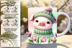 Trendy 11oz Mug Wrap Png Design , Cute Animals Product Image 1