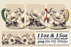 Floral Mug Wrap - Springtime Bloom Pattern 11oz 15oz Product Image 1