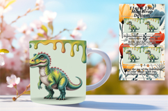 Artful 11oz Mug Wrap Png Template , Cute Dino Product Image 1