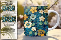 Glitter Floral Mug Wrap Art 11oz 15oz Product Image 1