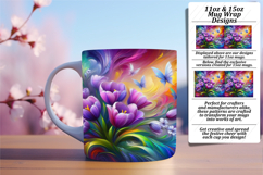Playful 15oz Mug Wrap Png Artwork , Flowers Product Image 1