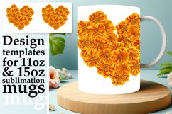 Floral Heart Pattern Sublimation Mug Wrap Product Image 1