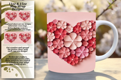Classy Png Mug Wrap Design 15oz , Flowers Heart Product Image 1