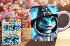 Dynamic 11oz Mug Wrap Png Template , Halloween Dino Product Image 1