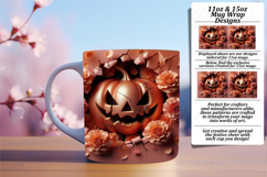 Sleek 11oz Mug Wrap Png Artwork , 3D Pumpkin Product Image 1