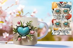 Vivid 15oz Mug Wrap Png Template , 3D Heart Product Image 1