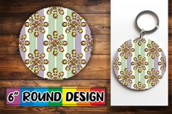 Unique Round Keychain Sublimation, Gold Flower Product Image 1