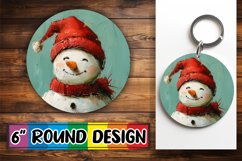 Winter Snowman Holiday Keychain Round Design Sublimation Product Image 1