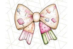 Watercolor Summer Bow Clipart PNG, Coquette Bright Bow Png Product Image 4