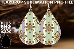 Charming Teardrop Earrings Art PNG, Gold Flower Product Image 1