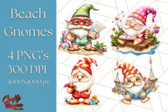 Cute Beach Gnome PNG, Summer Gnome Clipart, Digital Art Product Image 1