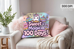 100 days of school Pillow Design, Teacher PNG Sublimation Product Image 1